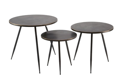 Gold Edge Metal Side Tables - Set of 3