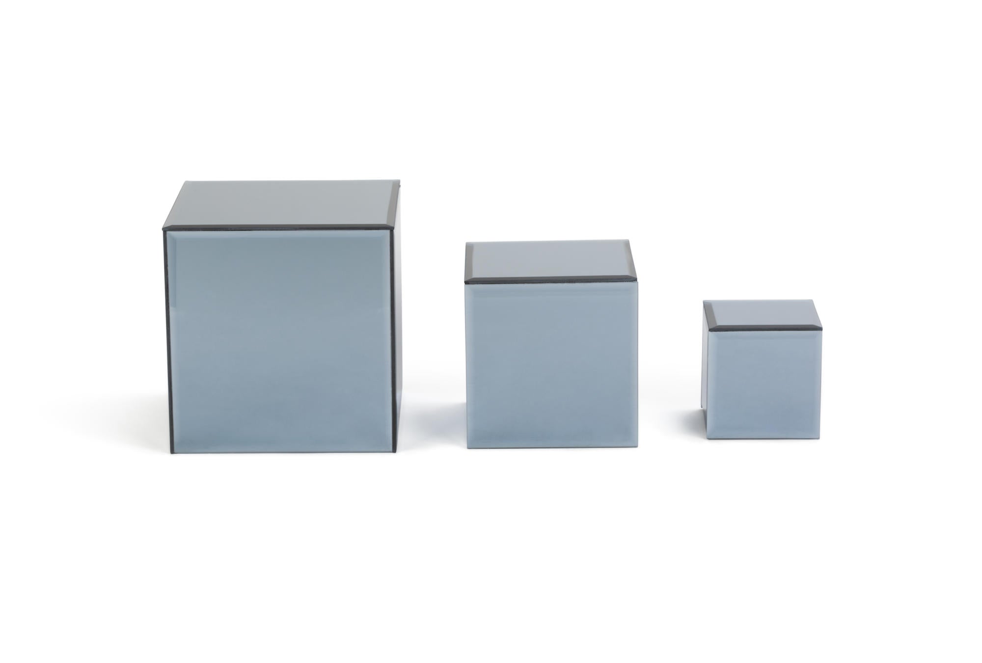 Square Glass Mirror Risers - Set of 3