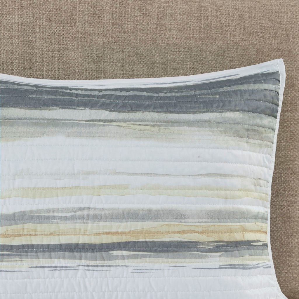 Marina 6 Piece Quilted Microfiber Coverlet Set with Throw Pillows - Yellow