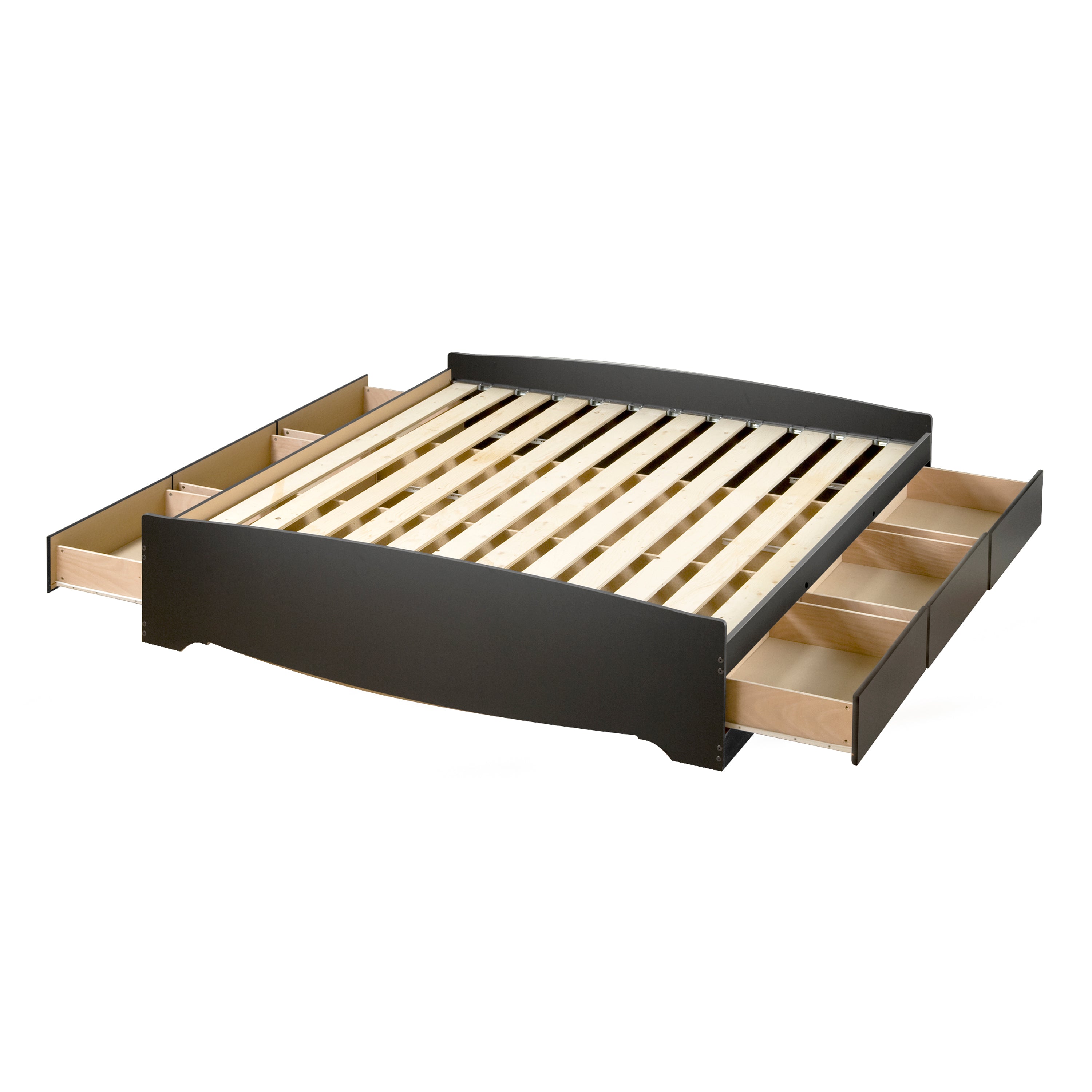 Prepac Manhattan Wooden King Bookcase Platform Storage Bed in Black