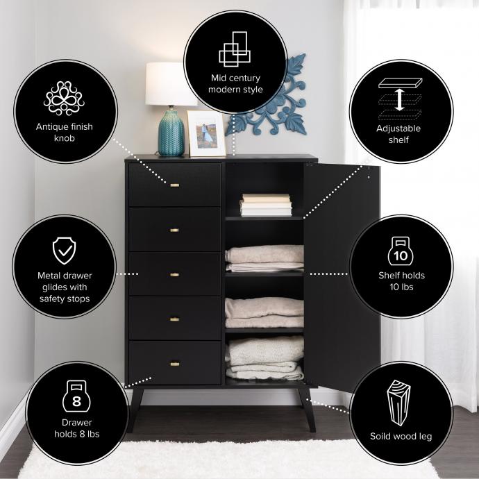 Milo 5-drawer Chest with Door