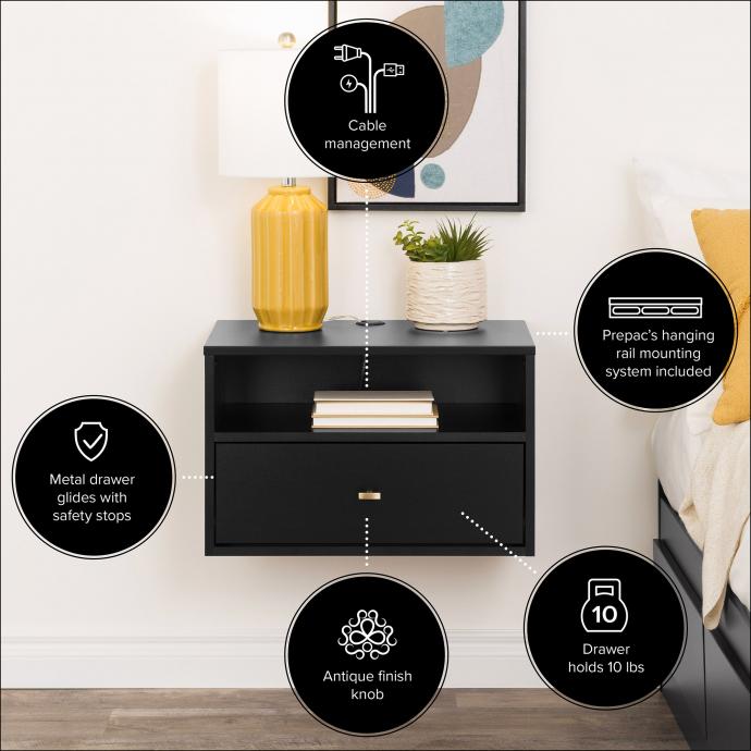 Floating Hanging Nightstand with Drawer