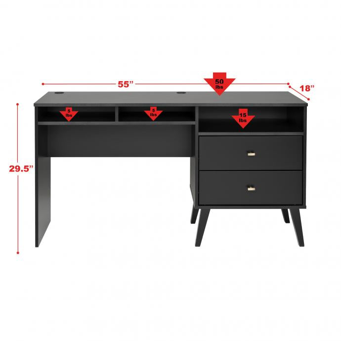 Milo Desk with Side Storage and 2 Drawers
