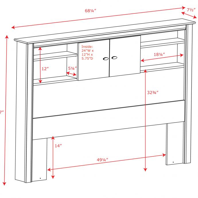 Full/Queen Kallisto Bookcase Headboard with Doors