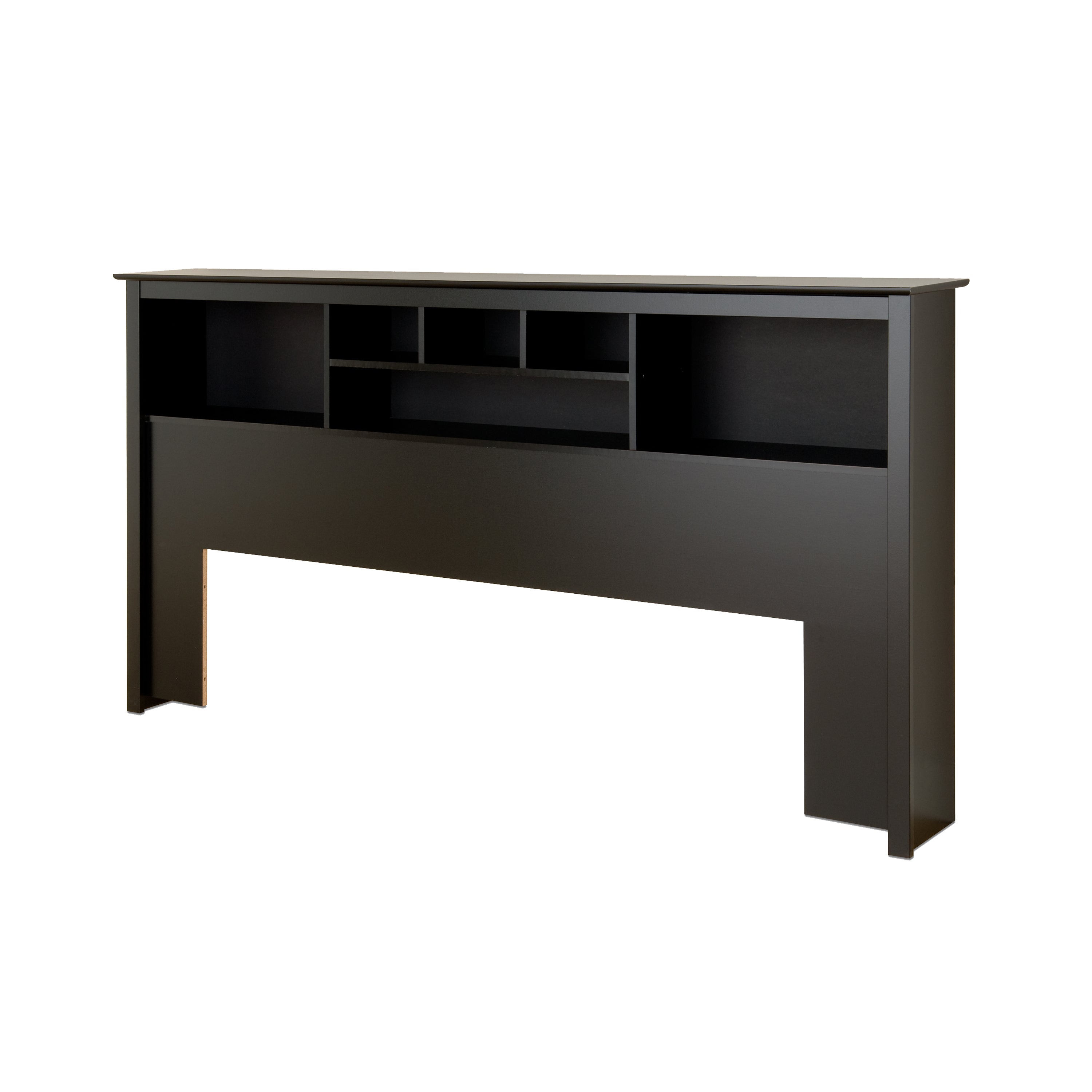 Prepac Manhattan Wooden King Bookcase Platform Storage Bed in Black