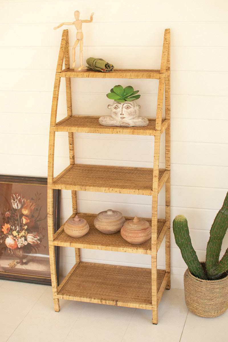 5-Tier Woven Cane Shelving Unit