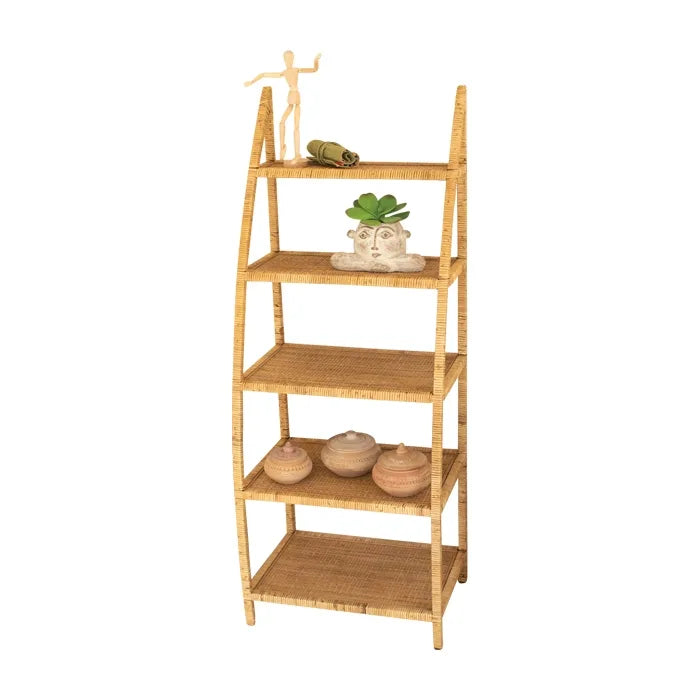 5-Tier Woven Cane Shelving Unit
