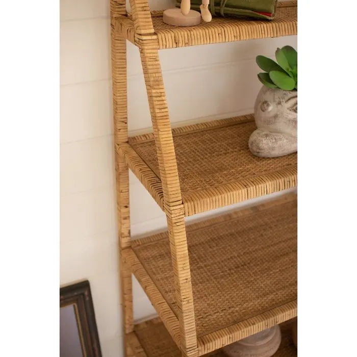 5-Tier Woven Cane Shelving Unit