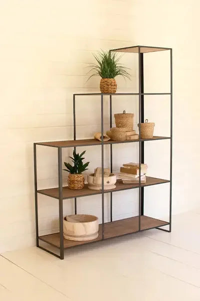 Stair Step Wood And Metal Display Unit - KALALOU