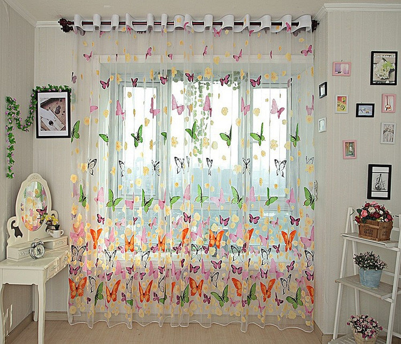 Dolce Mela Sheer Curtains - Brazilian Butterflies 60x100
