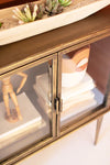 Antique Brass And Glass Two Door Cabinet