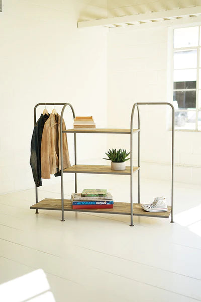 Horizontal Recycled Wood And Metal Display Unit