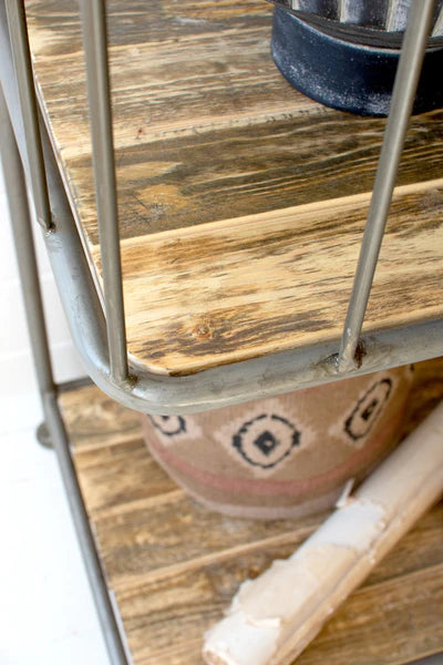 Asymmetrical Wood And Metal Display Shelf