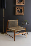 teak lounge chair with woven seat and back