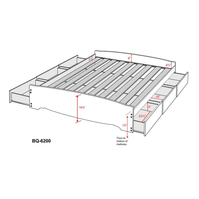 Queen Mate’s Platform Storage Bed with 6 Drawers