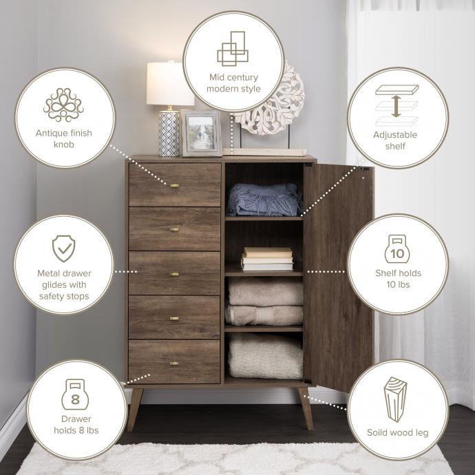 Milo 5-drawer Chest with Door