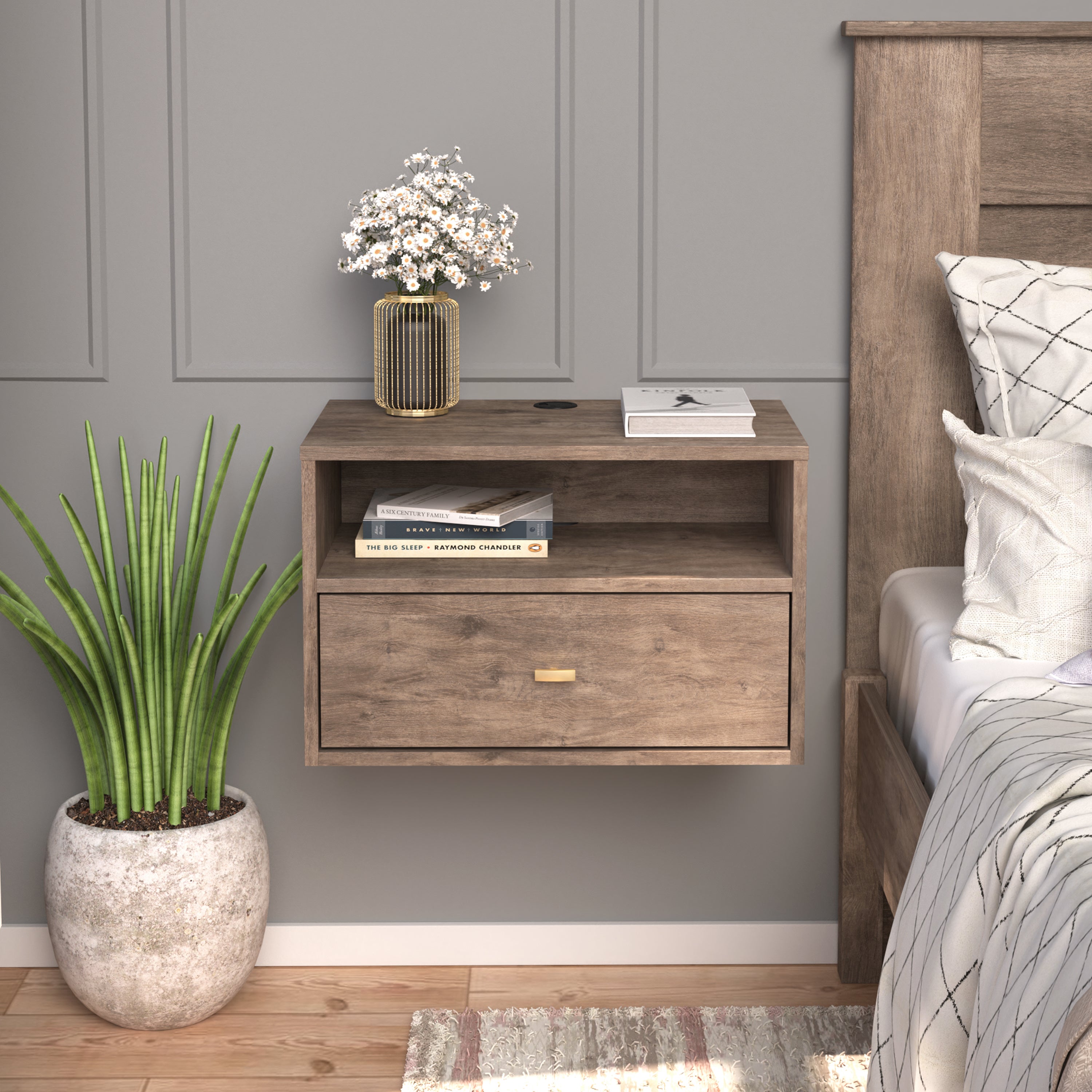Floating Hanging Nightstand with Drawer