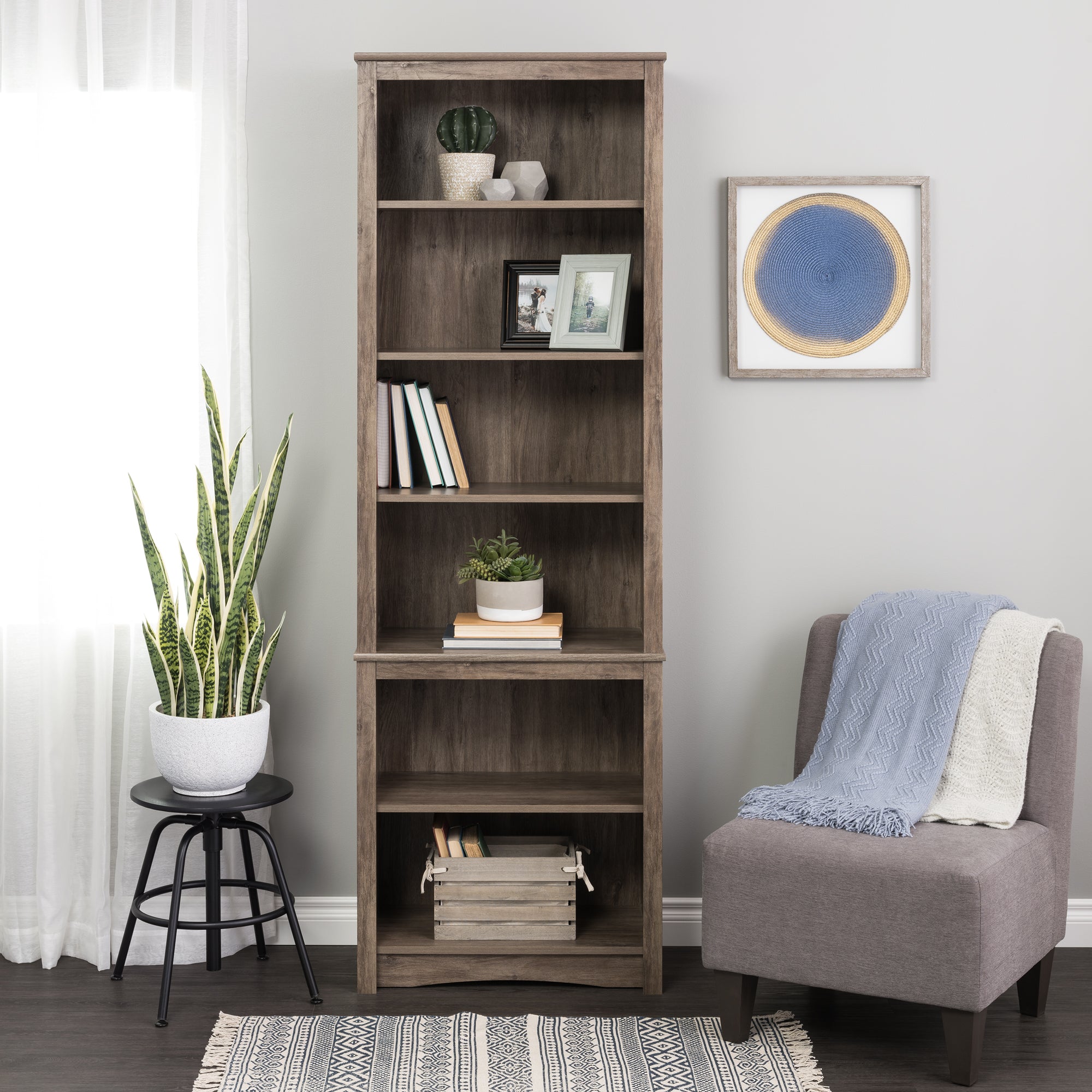 Tall 6-Shelf Bookcase