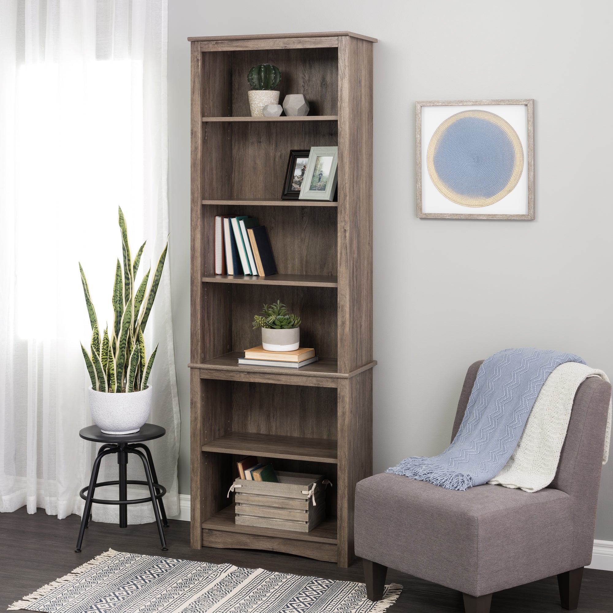 Tall 6-Shelf Bookcase
