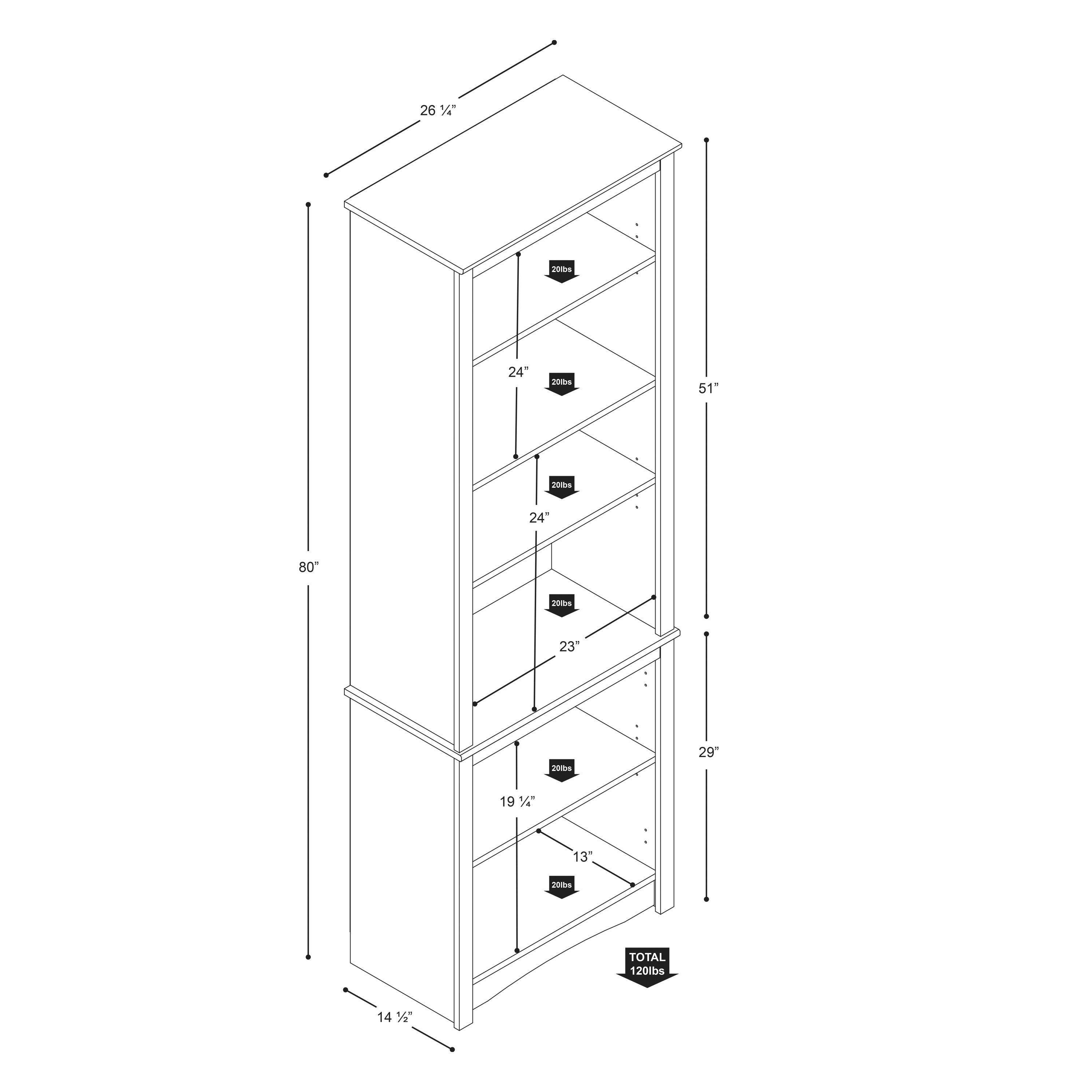 Tall 6-Shelf Bookcase