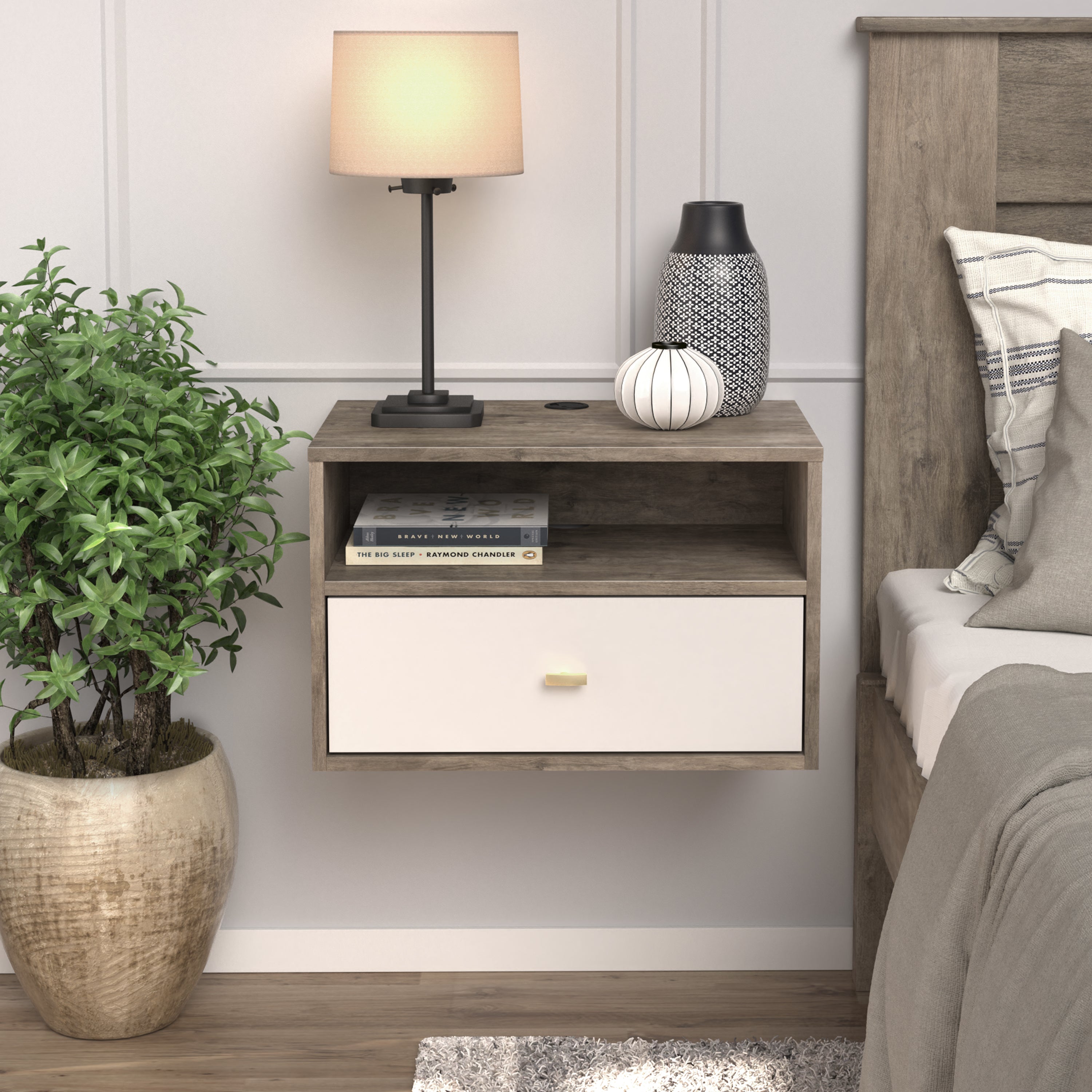 Floating Hanging Nightstand with Drawer