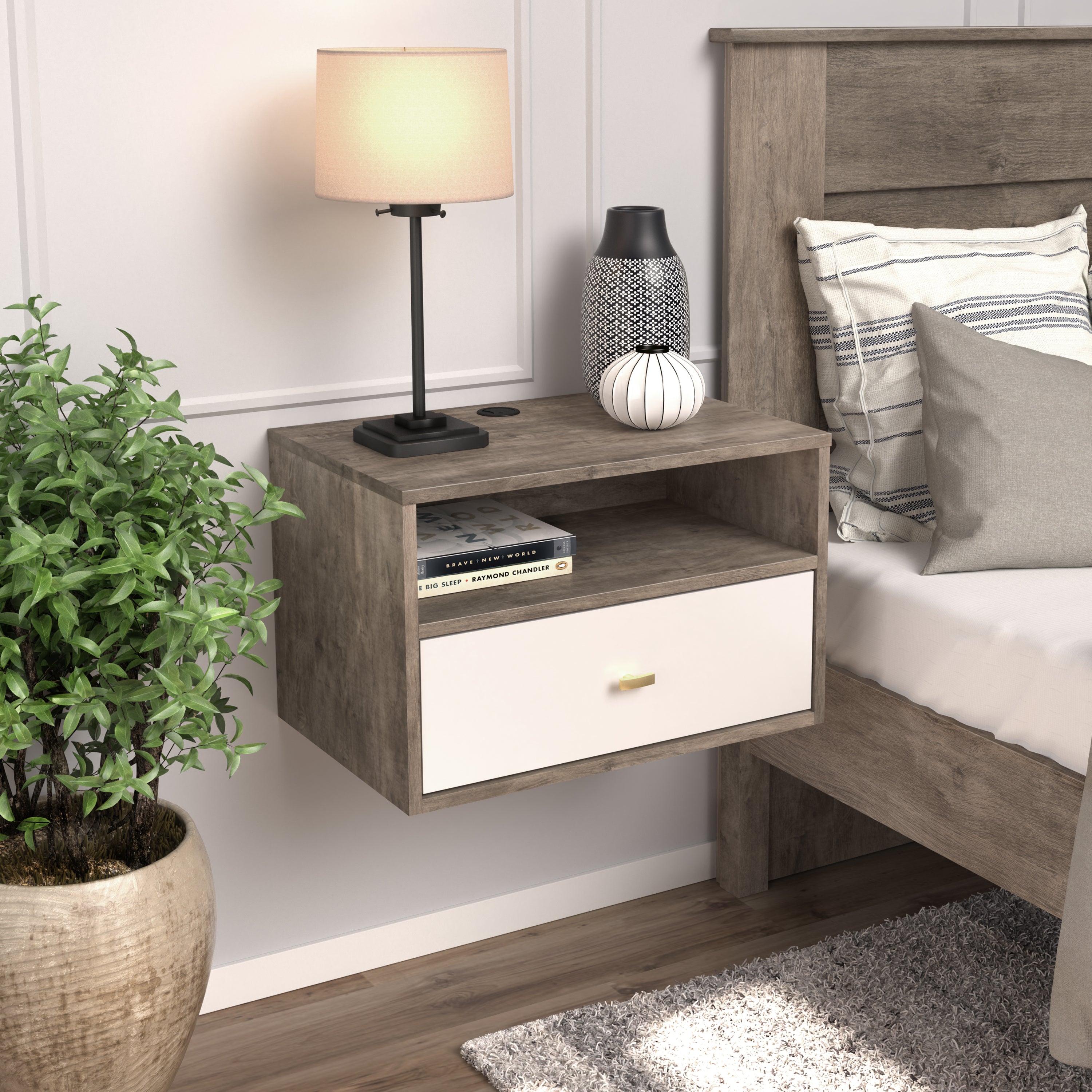 Floating Hanging Nightstand with Drawer