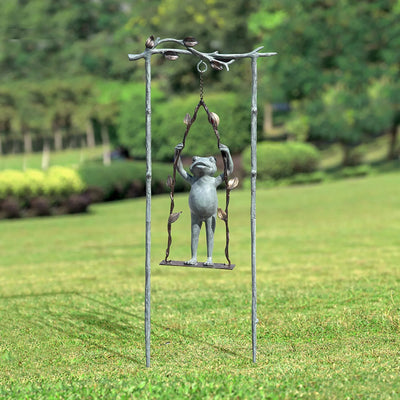 Daredevil Frog on Swing Garden Stake