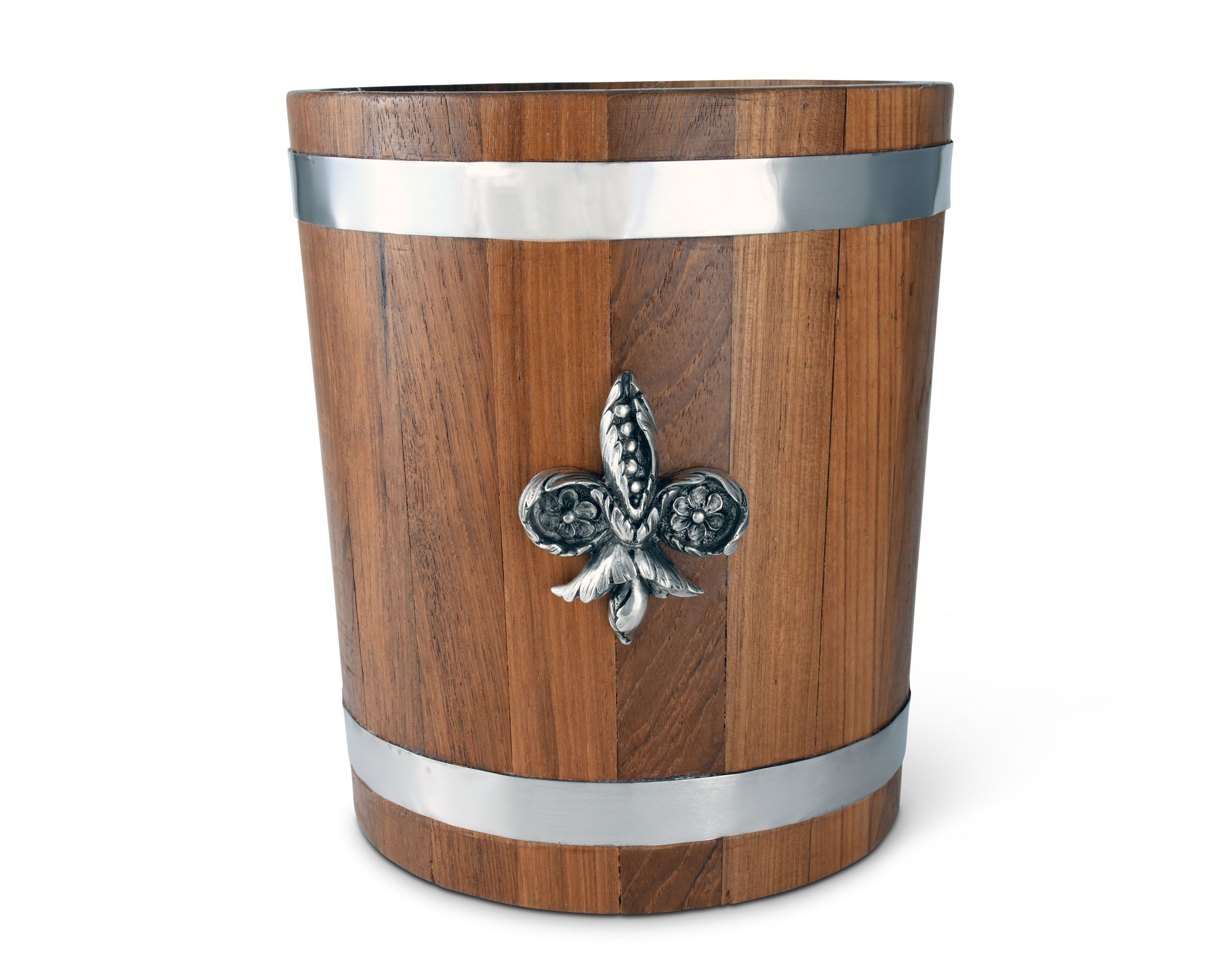 FLEUR DE LIES TEAK ICE BUCKET - STEEL INSERT
