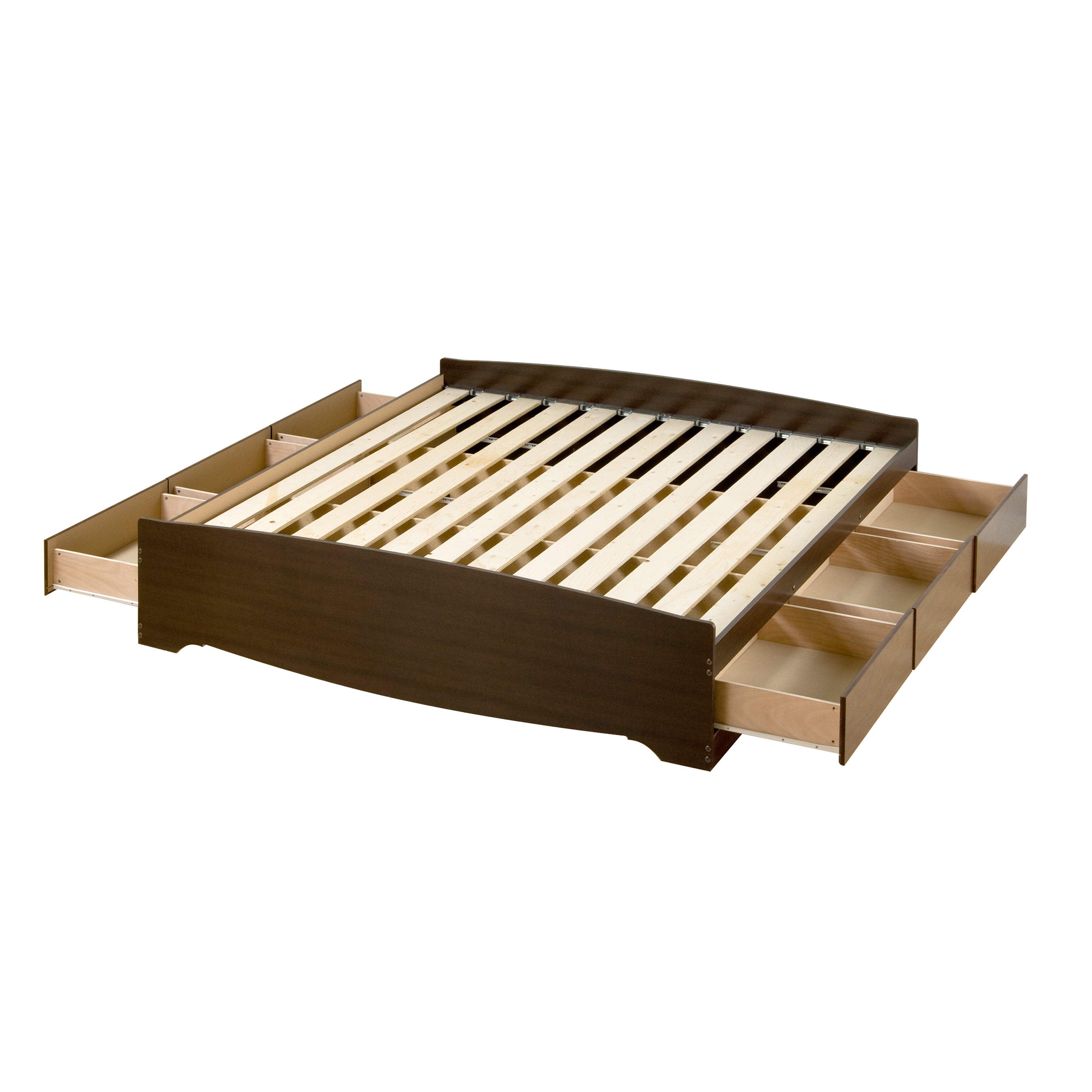 Prepac Manhattan Wooden King Bookcase Platform Storage Bed in Espresso