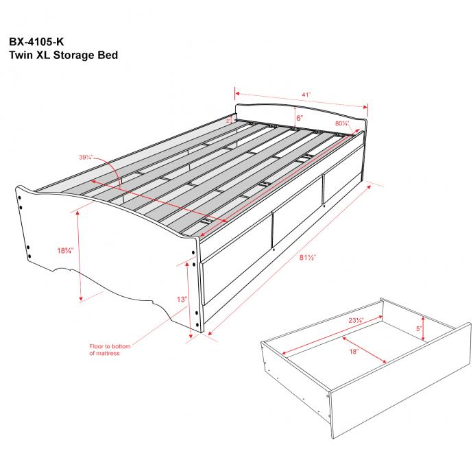 Twin XL Mate’s Platform Storage Bed with 3 Drawers