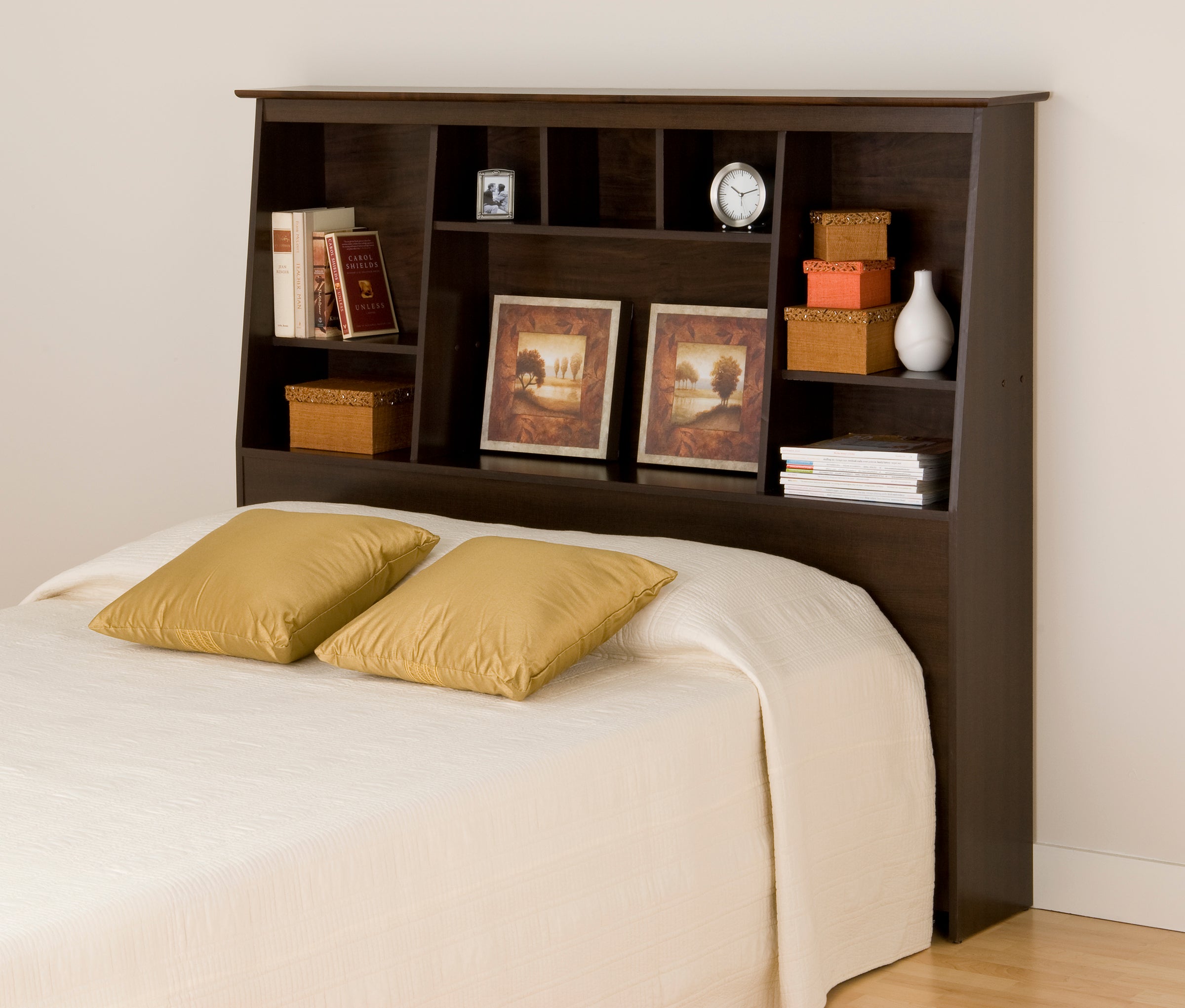 Full/Queen Tall Slant-Back Bookcase Headboard