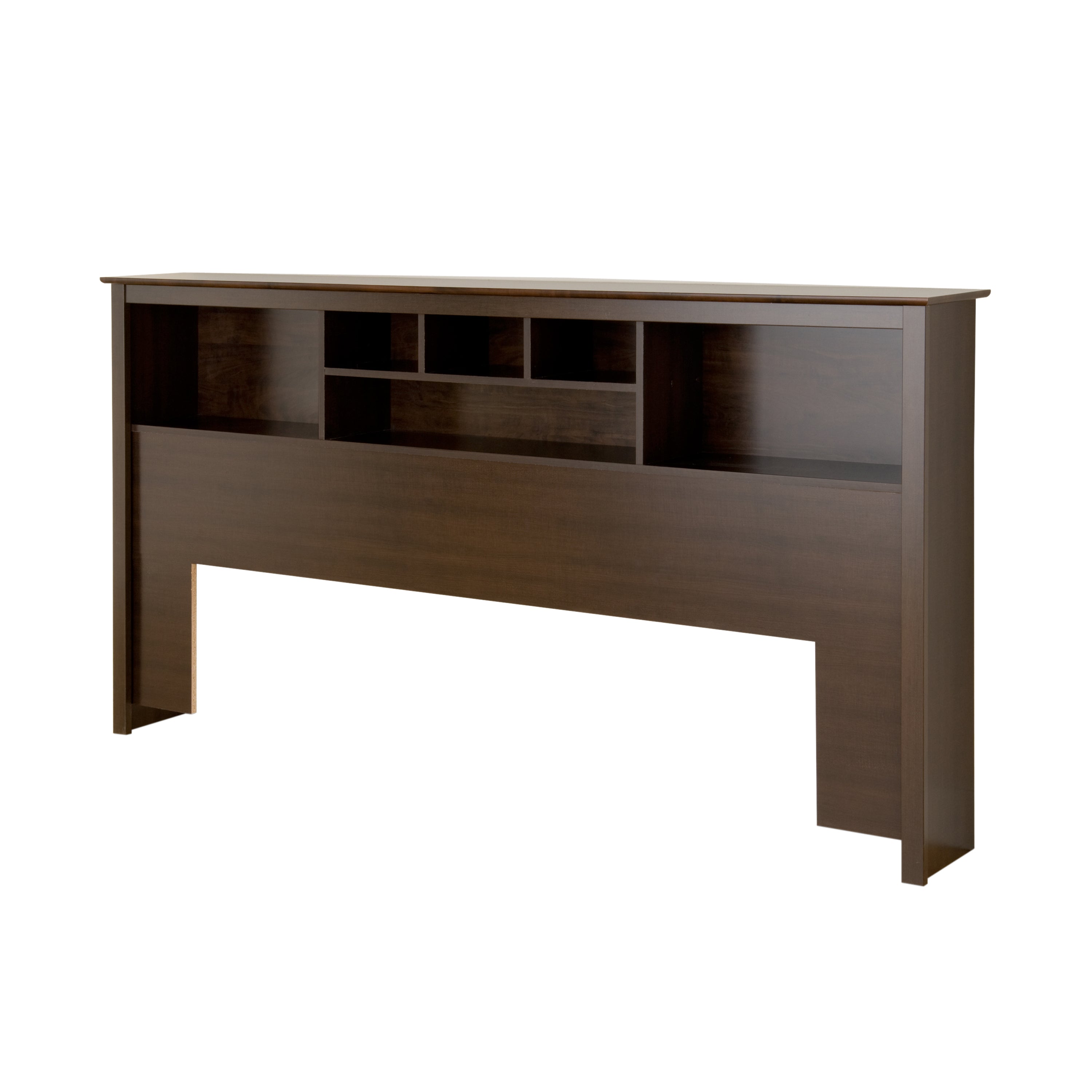 Prepac Manhattan Wooden King Bookcase Platform Storage Bed in Espresso