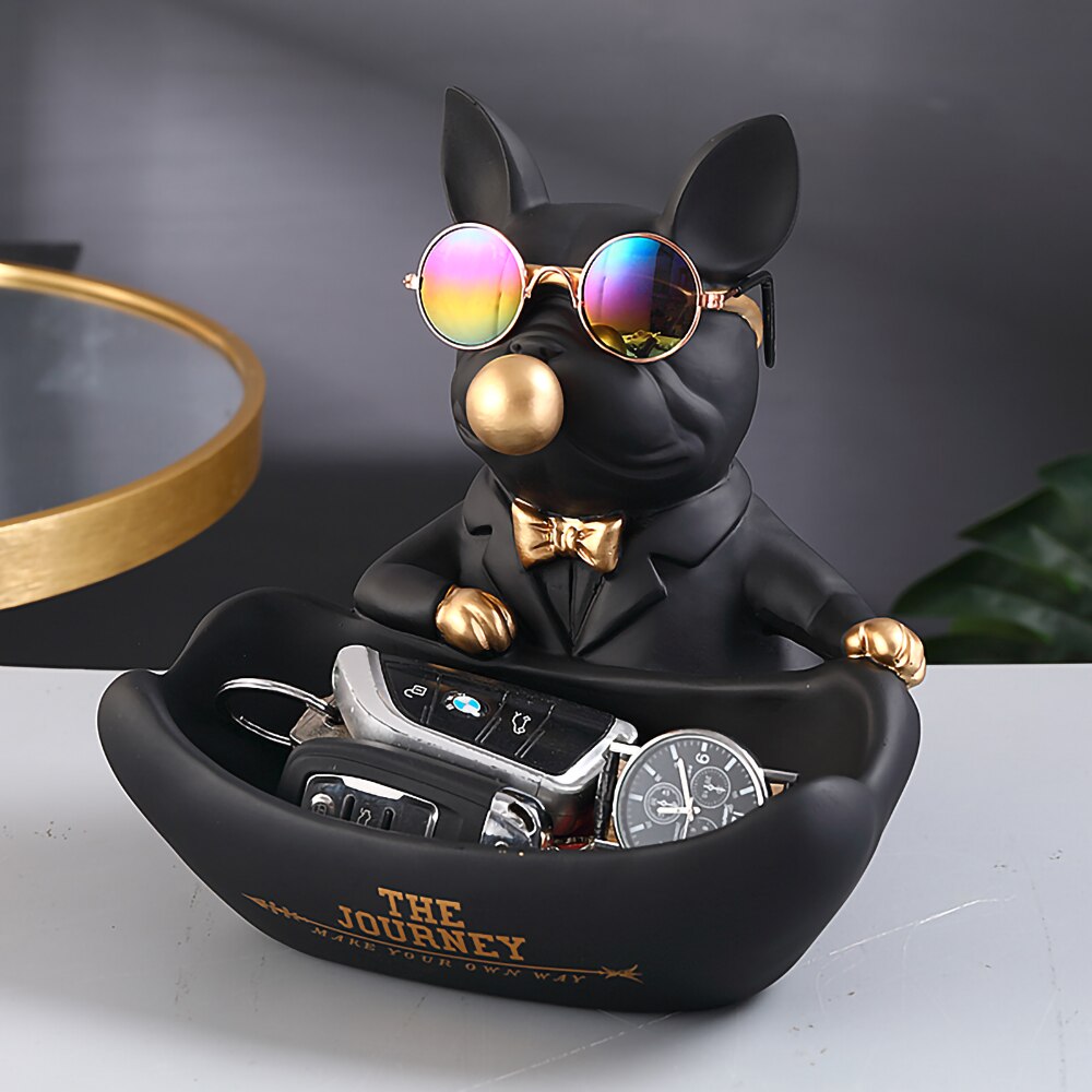 Bulldog Animal Figurines,Home Decoration Accessories,Table Ornaments,Storage Box,Dog Model Statue Sculpture,Living Room Decor
