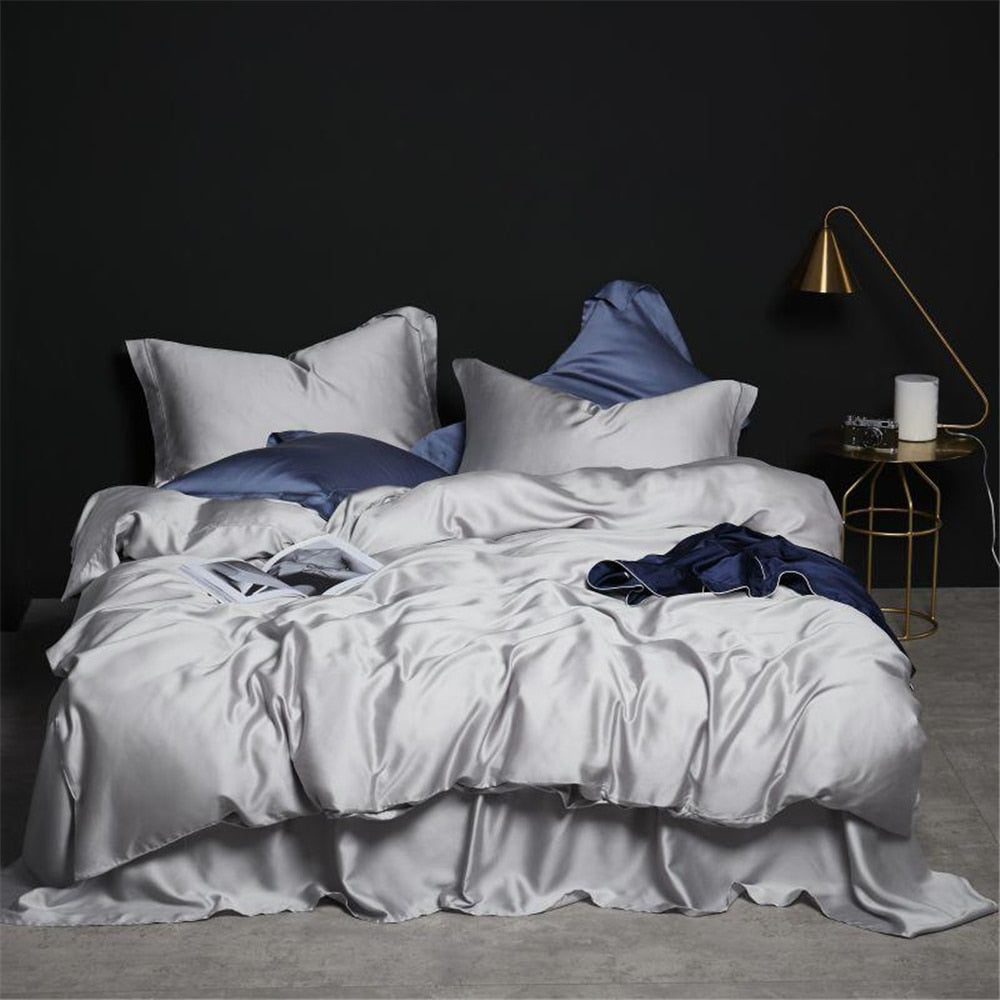 Liv-Esthete Dark Green 100% Silk Bedding Set Healthy Pure Silk Luxury Queen King Duvet Cover Flat Sheet Pillowcase Bed Linen Set