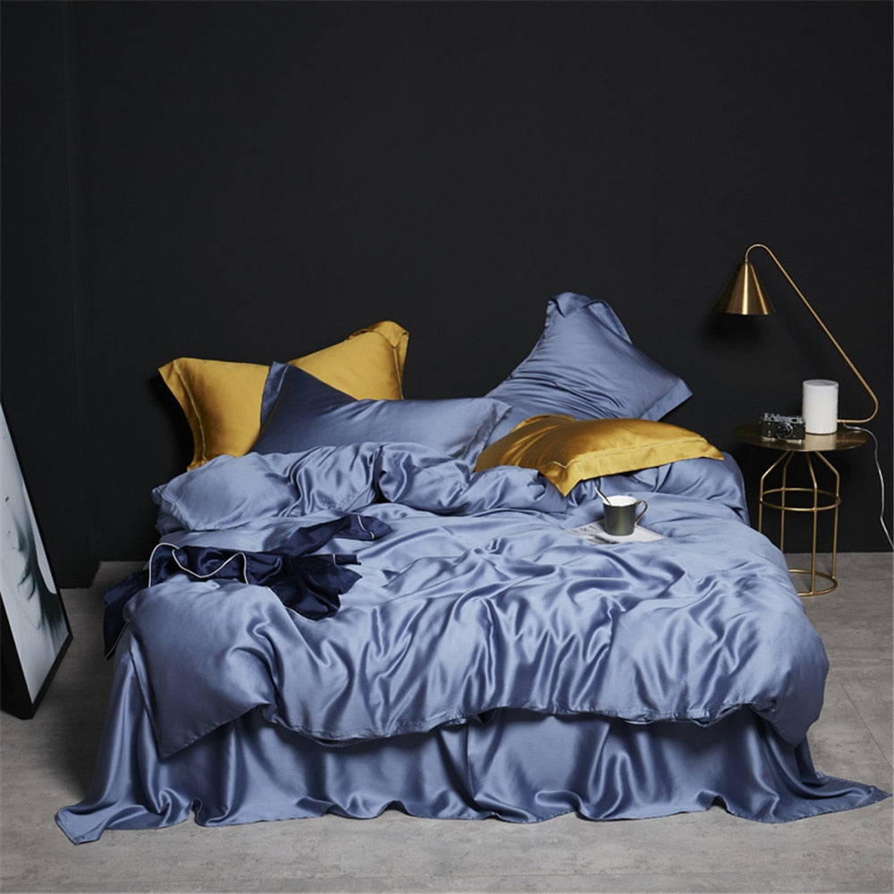 Liv-Esthete Dark Green 100% Silk Bedding Set Healthy Pure Silk Luxury Queen King Duvet Cover Flat Sheet Pillowcase Bed Linen Set