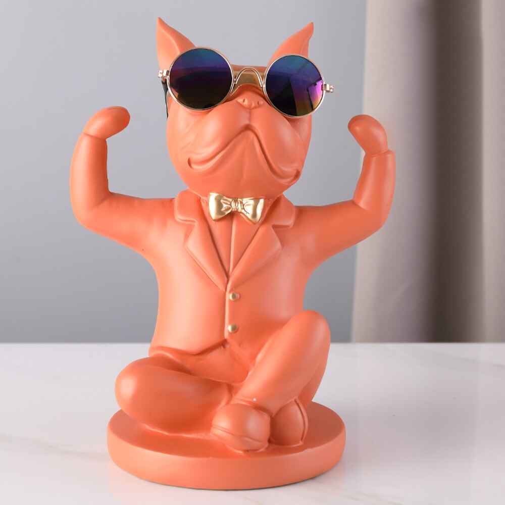 Bulldog Animal Figurines,Cup Holder,Table Ornaments,Dog Model Statue,Sculpture Home Decoration Accessories,Living Room Decor
