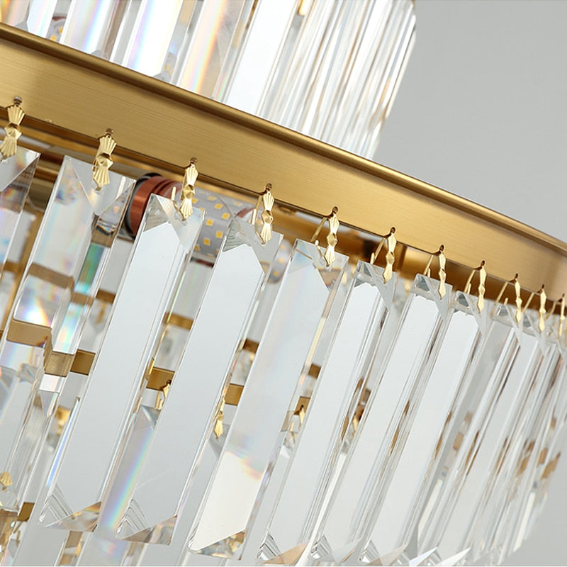 FSS Modern LED Luxury Round Golden Crystal Chandelier Lighting For Living Room Dining Room Lamp Bedroom Indoor Light Fixtures