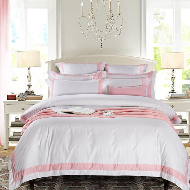 Premium 100%Cotton Hotel White Bedding Set Luxury Queen King California US size Duvet Cover Bed Sheet Fitted sheet Pillowcases
