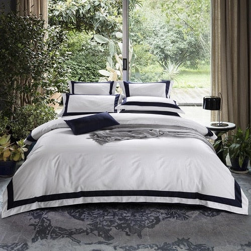 Premium 100%Cotton Hotel White Bedding Set Luxury Queen King California US size Duvet Cover Bed Sheet Fitted sheet Pillowcases