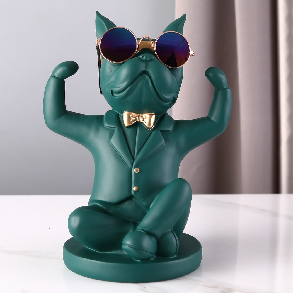 Bulldog Animal Figurines,Cup Holder,Table Ornaments,Dog Model Statue,Sculpture Home Decoration Accessories,Living Room Decor