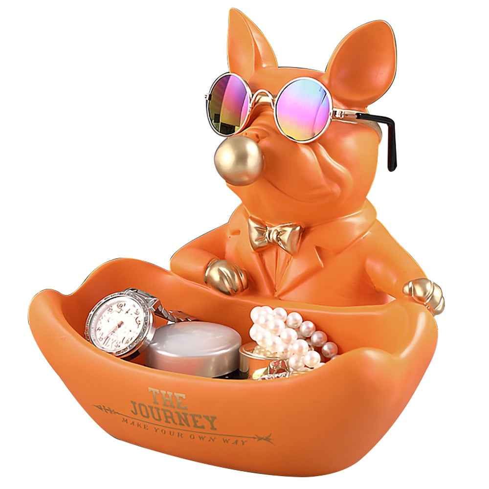Bulldog Animal Figurines,Home Decoration Accessories,Table Ornaments,Storage Box,Dog Model Statue Sculpture,Living Room Decor