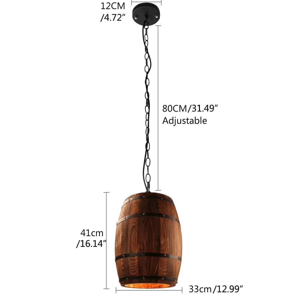 Ceiling Barrel Lamp Wood Wine Barrel Hanging Fixture Pendant Lighting Suitable For Bar Cafe Lights Atomasphere Restaurant Lamp
