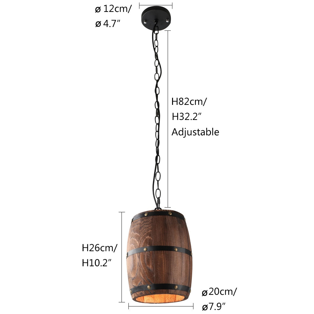 Ceiling Barrel Lamp Wood Wine Barrel Hanging Fixture Pendant Lighting Suitable For Bar Cafe Lights Atomasphere Restaurant Lamp