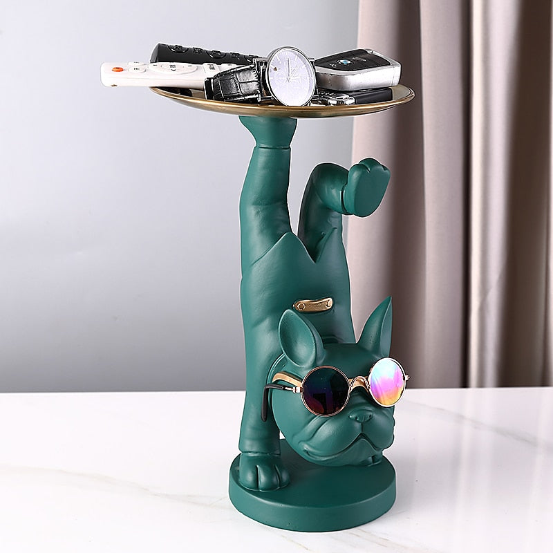 Resin Dog Statue Living Room Decor Decorative Storage Tray Sculpture Table Ornaments Animal Figurines for Home Desk Decoration