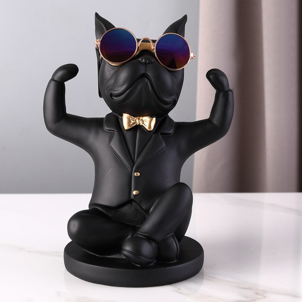 Bulldog Animal Figurines,Cup Holder,Table Ornaments,Dog Model Statue,Sculpture Home Decoration Accessories,Living Room Decor