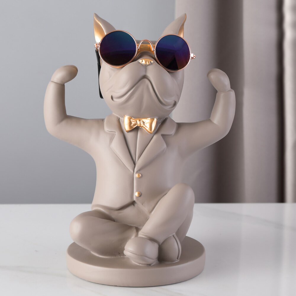 Bulldog Animal Figurines,Cup Holder,Table Ornaments,Dog Model Statue,Sculpture Home Decoration Accessories,Living Room Decor