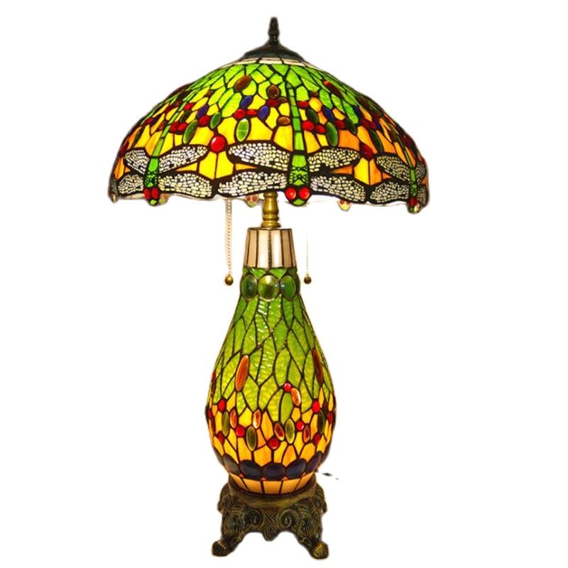 Peacock Tiffany Table Lamp for Foyer Bed Room Bar Apartment Luxurious Classical European Retro Reading Light H 69cm 1187