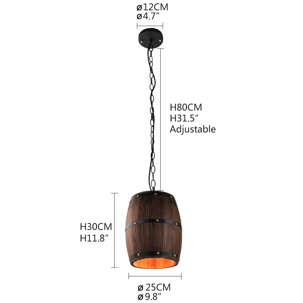 Ceiling Barrel Lamp Wood Wine Barrel Hanging Fixture Pendant Lighting Suitable For Bar Cafe Lights Atomasphere Restaurant Lamp