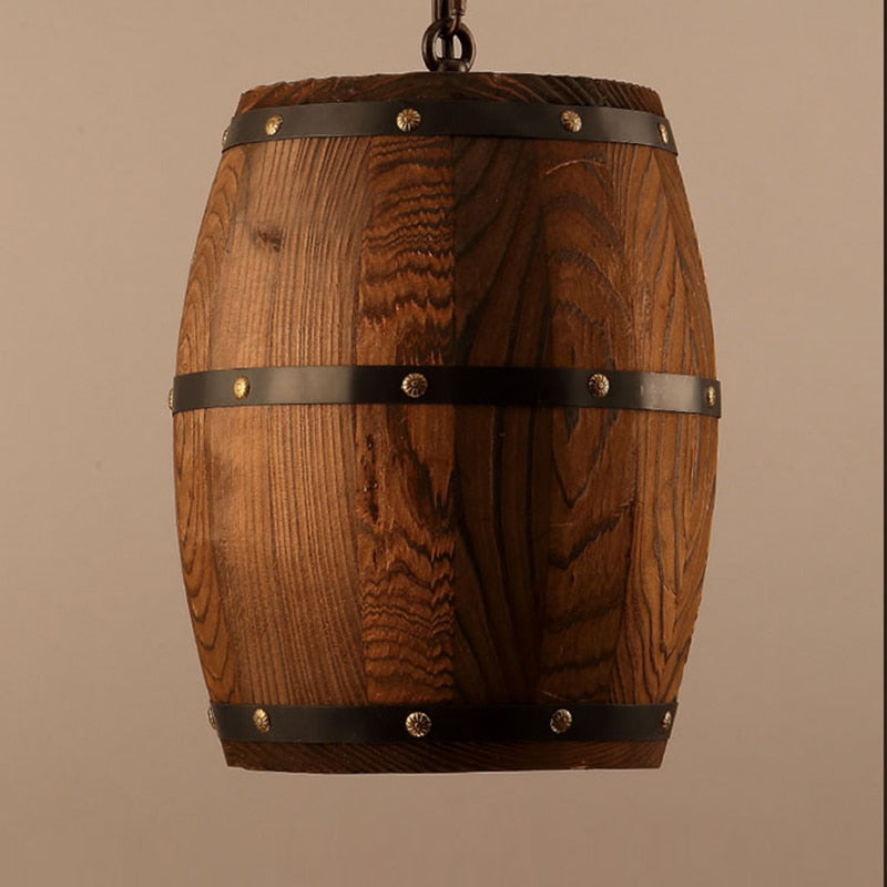 Ceiling Barrel Lamp Wood Wine Barrel Hanging Fixture Pendant Lighting Suitable For Bar Cafe Lights Atomasphere Restaurant Lamp