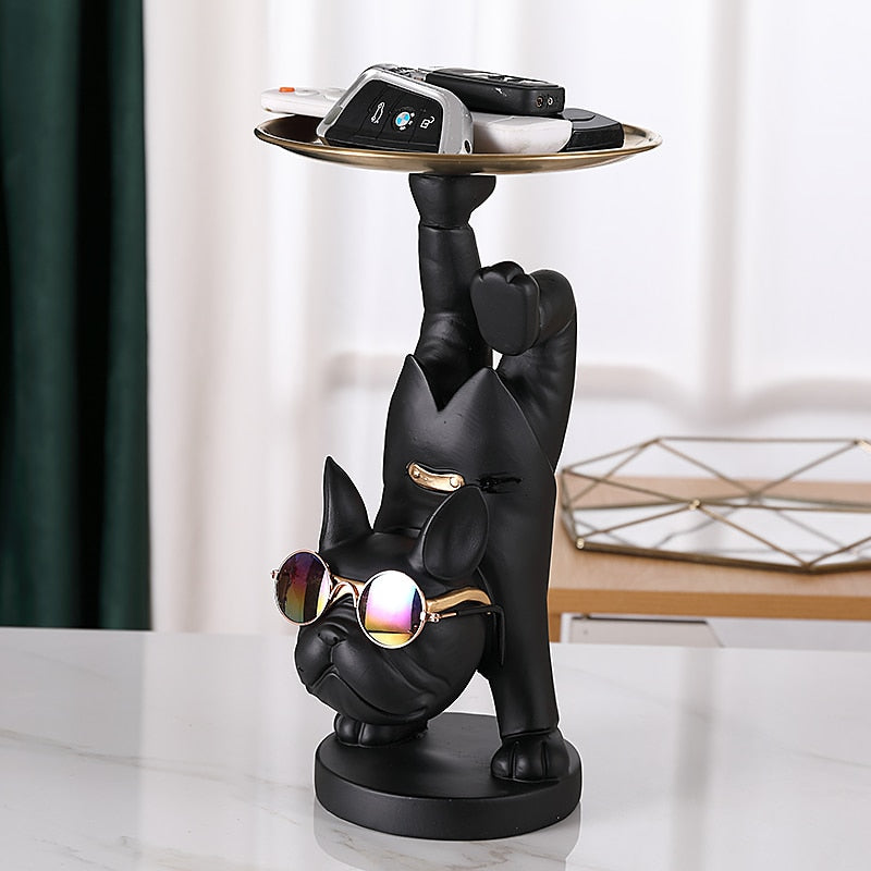 Resin Dog Statue Living Room Decor Decorative Storage Tray Sculpture Table Ornaments Animal Figurines for Home Desk Decoration